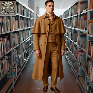 Custom Wool Inverness Cape Coat - Classic Regency Overcoat