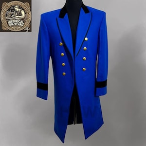 Custom Navy Blue Regency Tailcoat - Wool Blend, 1800s Style