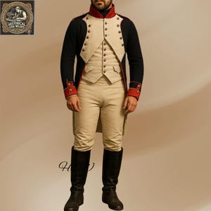 Men&#39;s Napoleonic Wool Military Coat - French Imperial Army Reenactment Costume