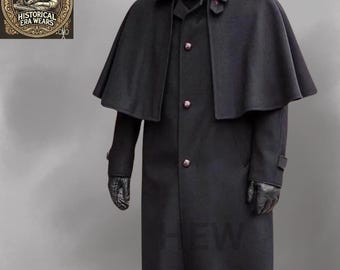 Regency Wool Garrick Overcoat - Victorian Cape Coat, Historical Reenactment
