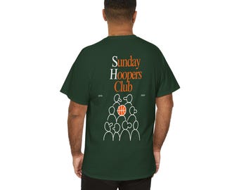 Sunday Hoopers Club Basketball Graphic Tee, Oversized Cotton Sports Shirt