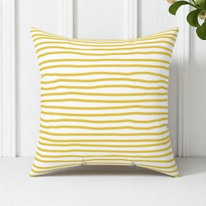 Yellow Striped Throw Pillow Yellow and White Stripe Throw Pillow Coastal Cottage Pillow Farmhouse Cushion Decorative Sofa Pillow Home Decor