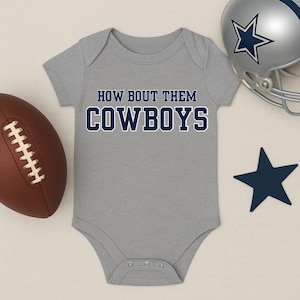 Dallas Cowboys Onesie, How Bout Them Cowboys Baby Onesie, NFL Football Fan Toddler Romper, Dallas Team Outfit, Western Sports Baby Bodysuit
