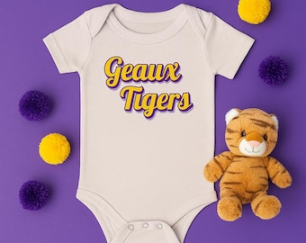 LSU Geaux Tigers Infant Jersey One Piece Onesie - Louisiana State University Baby Bodysuit, LSU Football Fan Apparel, LSU Baby Shower Gift,