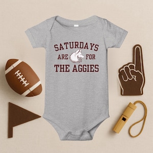 Texas A&M Onesie, Saturdays are for the Aggies Baby Bodysuit, Aggies Football Onesie, College Football Fan Clothing, Game Day Outfit, NCAA