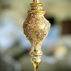The Gilded Age Collection: Set of Hand Decorated Finial Goblet Christmas Ornaments. Sparkling light catchers.  Christmas gift.