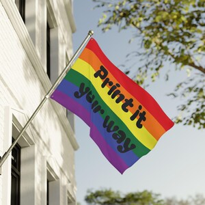 Gay Pride Flag, Customizable LGBTQ+ Flags, Personalize the Front of this Double Sided Gay Pride Flag, Outdoor Queer Decor, Gay Hanging Flag