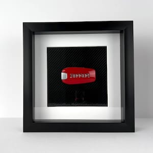 Framed Ferrari Key Art: Carbon Fiber Automotive Decor