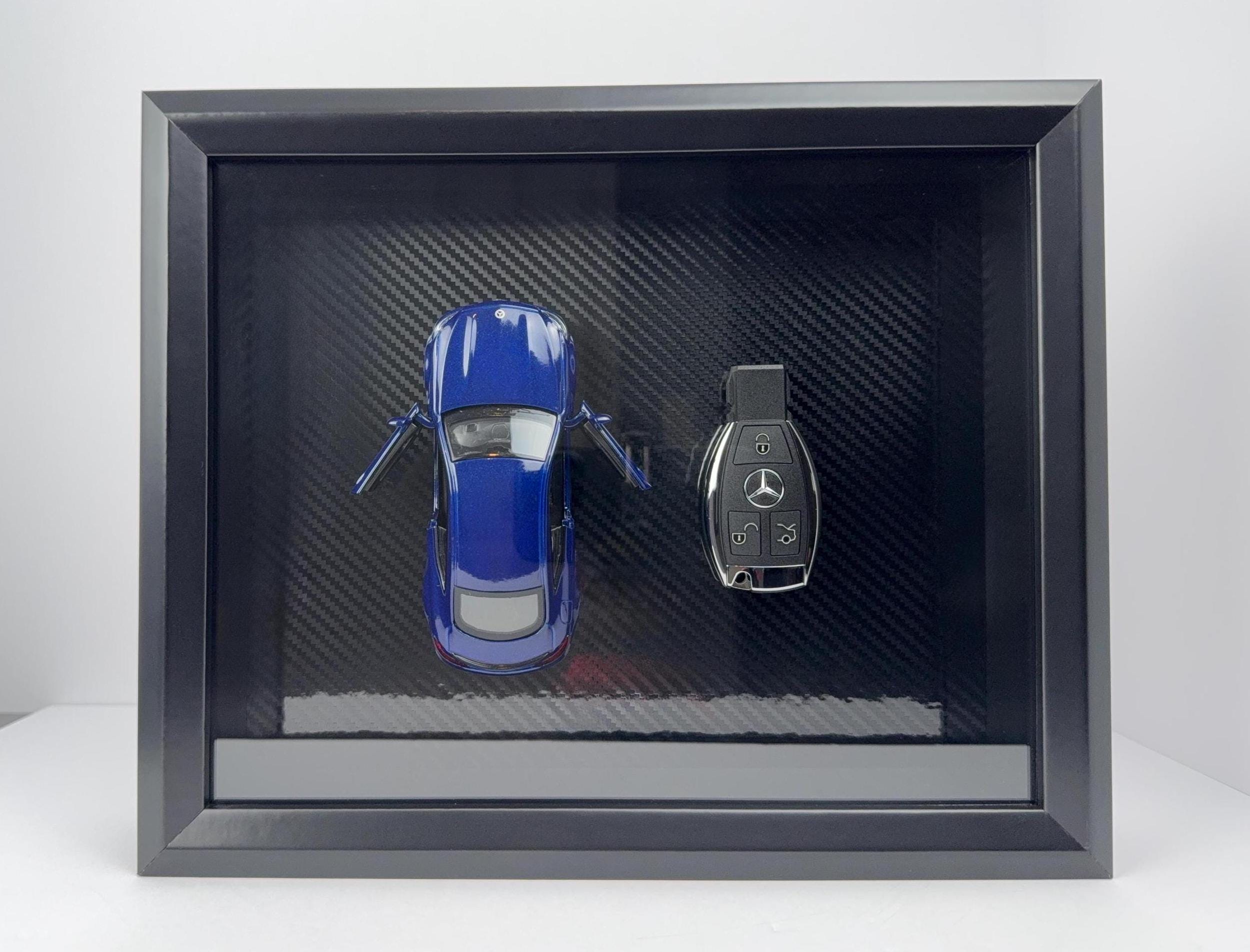 Framed Mercedes-Benz AMG Model Car & Key: Carbon Fiber Wall Art