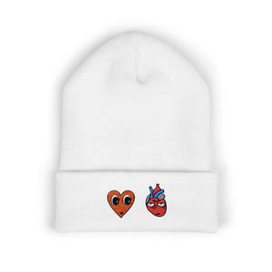 Real or Pulmonary Heart Hat, Embroidered Beanie Cap, Classic Winter Headwear, Real and Pulmonary Heart Design, Cute Skull Cap, Unisex Beanie