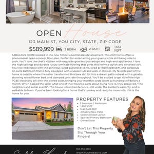 Editable Real Estate Open House Flyer | Canva Template | Realtor Marketing Flyer | Modern Real Estate Listing Flyer | Instant Download