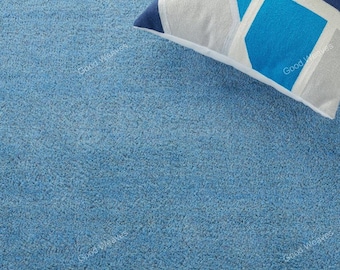 Hand-Tufted Wool Rug – Solid Sky Blue Modern Area Carpet For Bedroom And Living Room