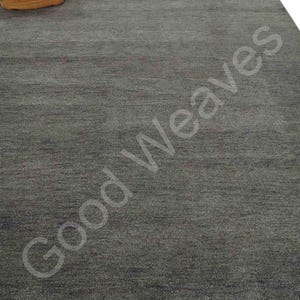 Hand Tufted Wool Area Rug: Solid Charcoal Wool Rug – Modern Carpet, Minimalist Area Rug for Living Room & Bedroom