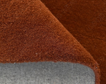 Alfombra de lana tejida a mano / Alfombra de área color terracota óxido y naranja quemado para sala de estar y dormitorio.