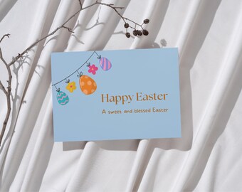 8 cartes de Pâques, cartes imprimables numériques, vacances de pâques, cartes de voeux, cartes de pâques multidesign, lapin, œufs de pâques, multicolore