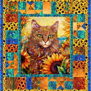 Sonny in the Sunflowers-quiltpatroon | Pdf direct downloaden | Moderne bloemenquilt