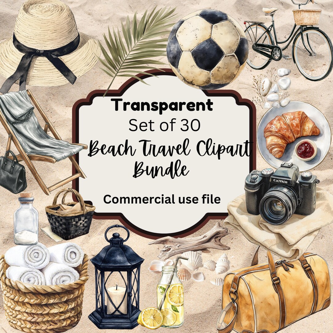 High Quality Summer Beach Clipart Bundle – 30 PNG Images for ...