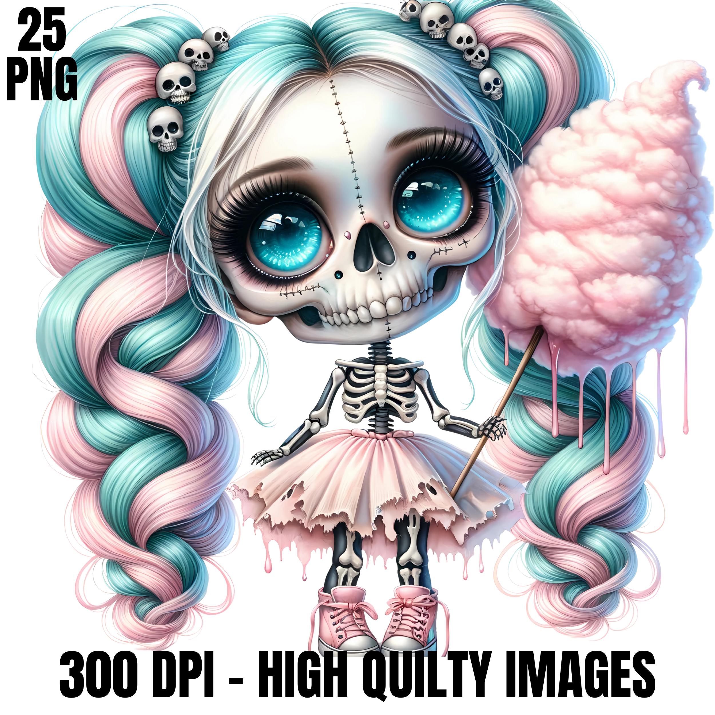 Pastel Zombie Girl Clipart Bundle: Kawaii Halloween PNG (Digital Download