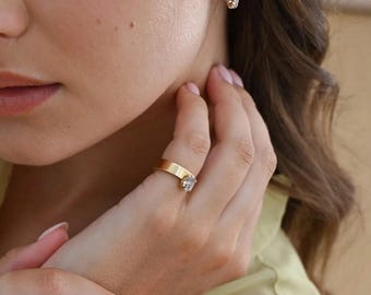 CIGAR || 1.33Ct Lab-grown Diamond Champagne Ring, Engagement Ring