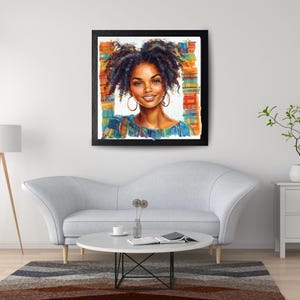 Black Girl Clip Art Wall Decor | Afrocentric Canvas Print | Digital Download Printable Art for Home or Office