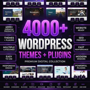 4000+ WordPress Themes & Plugins Bundle | Digital Download