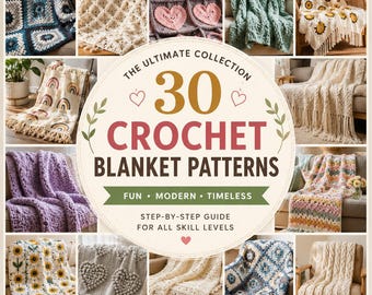 30 Crochet Blanket Patterns Bundle | Modern, Granny Square Afghans (PDF Download)