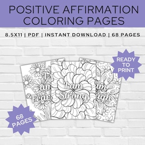 68 Páginas para Colorir com Afirmações Positivas | Citações Motivacionais sobre Saúde Mental | Livro de Colorir Positivo | Inspirador | Autocuidado | Atenção Plena