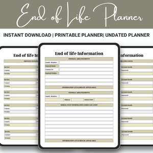 End of life Planner, Celebration of Life Planner Checklist, End of Life Checklist, Printable Planner Instant Download, Event Planner,