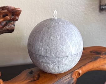 Sculptural Sphere Candle – Large Round Candle -  Crystalline Palm Wax Globe, Moody Home Decor