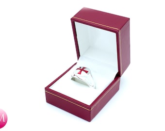 Anillo con cruz de los Caballeros Templarios de plata de ley maciza