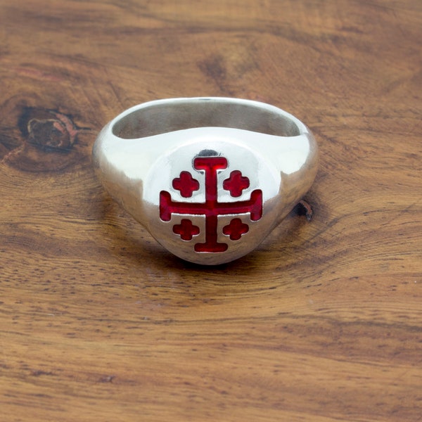 Solid Sterling Silver Jerusalem Cross Ring