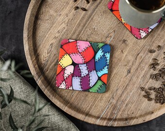 Farbenfroher Patchwork-Untersetzer