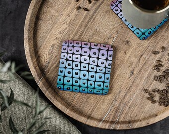 Ombre Teal Blue Coaster - Abstrakte Getränkematte, Korkboden-Innendekoration