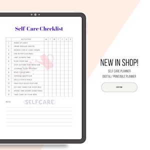 Lista de autocuidado imprimible / Seguimiento de rutina diaria de bienestar / Planificador de salud mental y amor propio / Tamaño carta A4 / Descarga instantánea en PDF