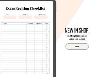Examen Revision Checkliste Printable | Studienplaner (PDF)