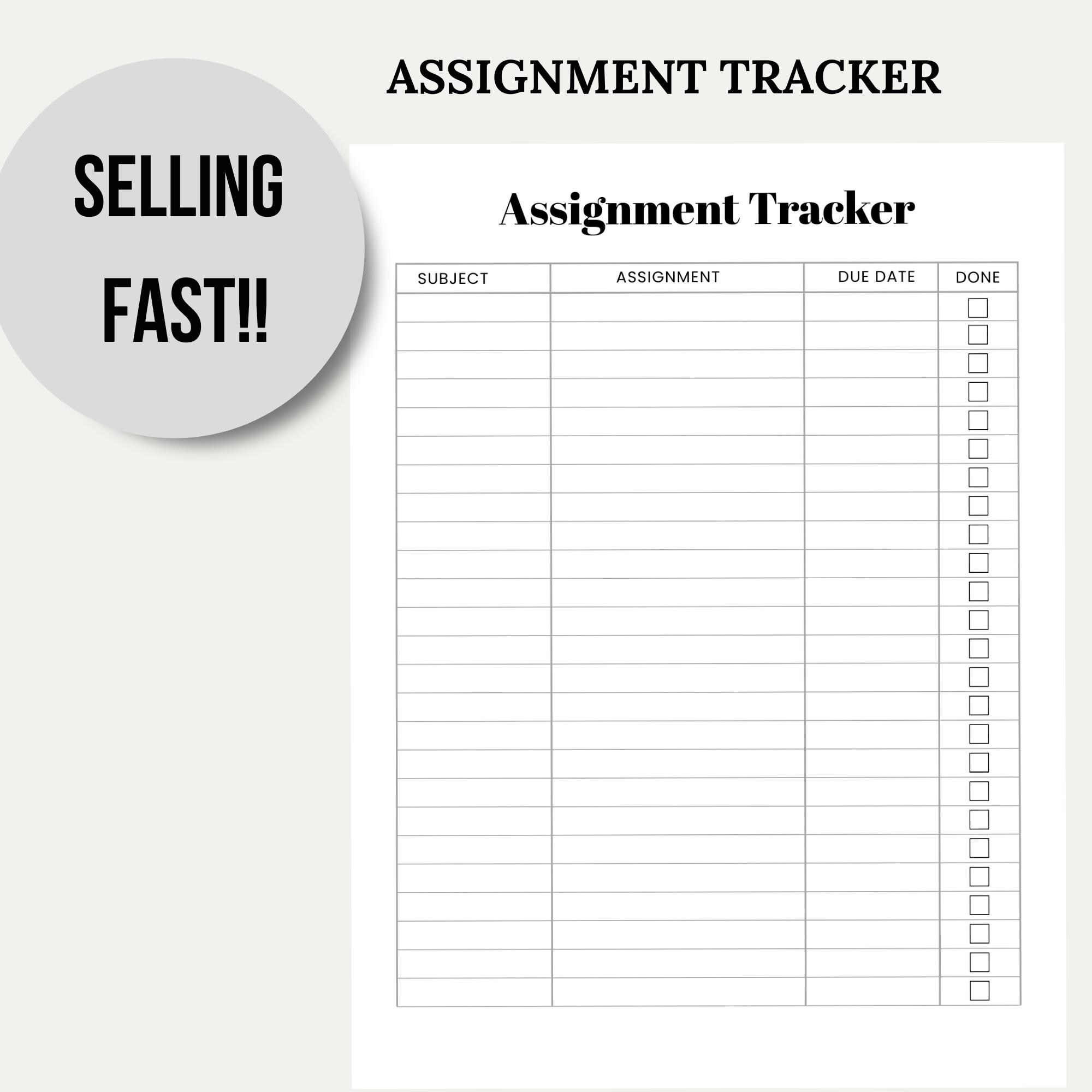 Assignment Tracker Printable | Study Planner for Students | Homework ...