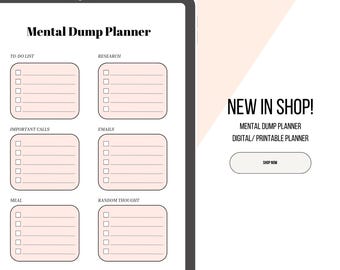 Mental Dump Planer Printable, Mind Declutter Arbeitsblatt (PDF)