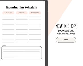 Prüfungsplan zum Ausdrucken | Schüler Test Stundenplan, Akademischer Planer (PDF)