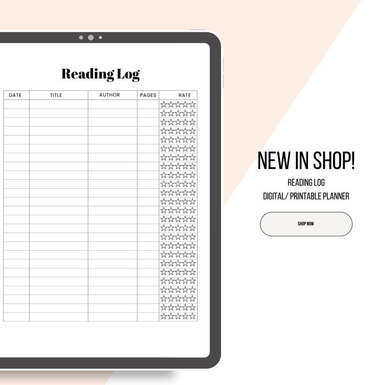 Reading Log Printable | Book Tracker Journal (A4, US Letter) (PDF) - Etsy