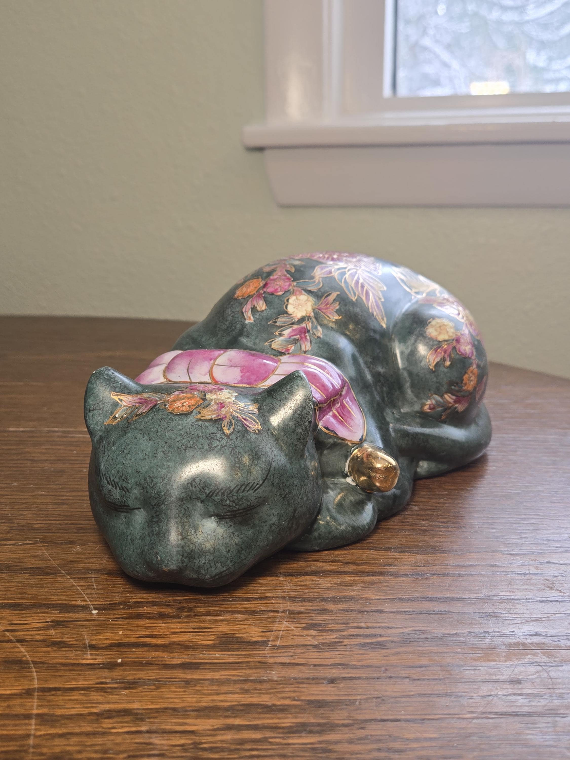 Vintage Porcelain Sleeping Cat - Etsy
