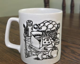 Taza de café con comida: decoración de cocina japonesa, taza vintage