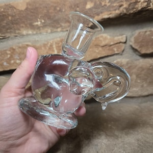 Blown Glass Elephant Candlestick Holder, Tapered Candle Holder, Gift for Elephant Lovers