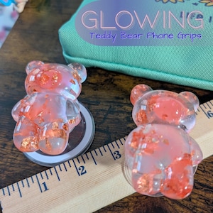 Glow in the Dark Teddy Bear Phone Grip: Kawaii Bougie MagSafe Accessory