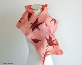 Red Maple leaf felted scarf, hand dyed
