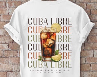 Cuba Libre T-Shirt Unisex – Cocktail Bar Shirt – Rum Cola Design – Geschenk für Cocktail Liebhaber – Party & Festival Tee