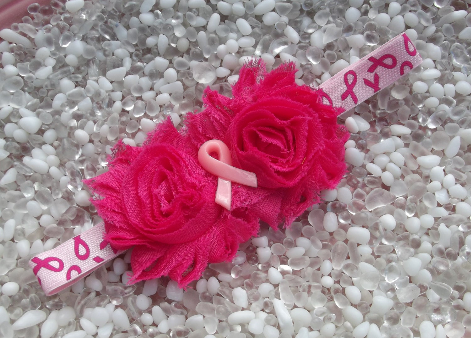 Breast Cancer Awareness Pink Ribbon Hot Pink Double Flower Etsy