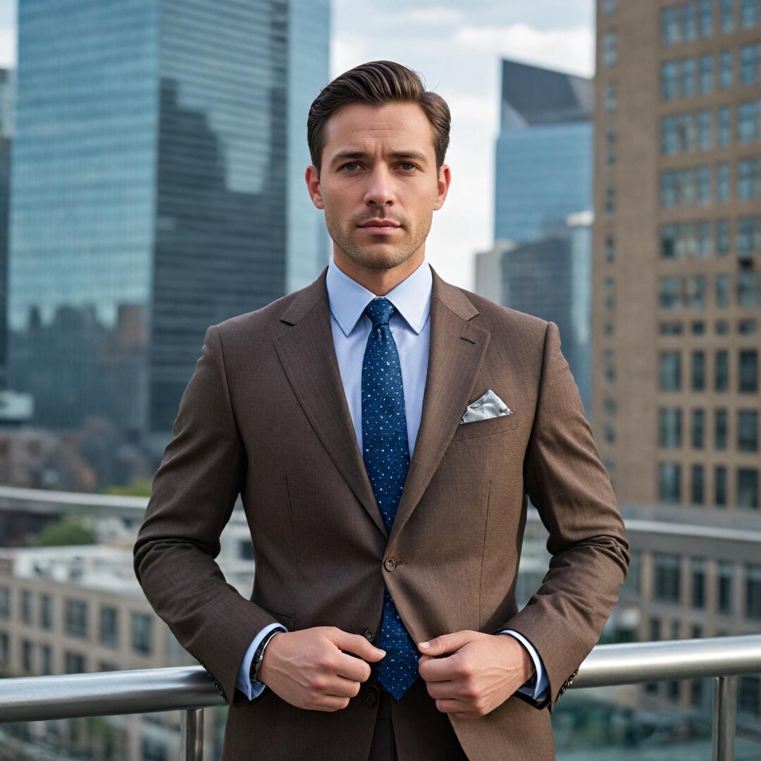 Executive Classic Fit Two Piece Suit Color Solid Brown main image 1
