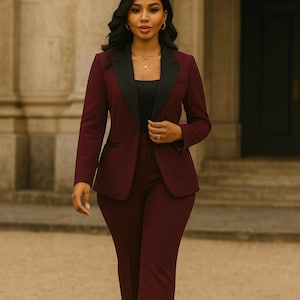 Wedding Suit for Bride | Evening Wear Power Dressing Look | Slim Fit Tuxedo-Inspired Blazer & Pants Set | Formal Business Attire