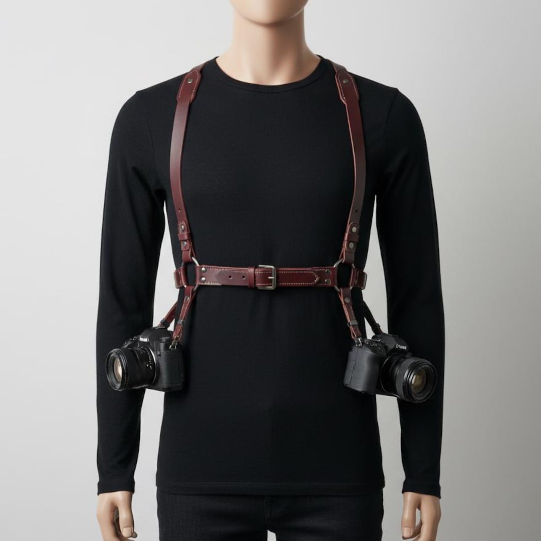 Customized Leather Camera Harness | Y-back Dual Strap for 2 Cameras ...