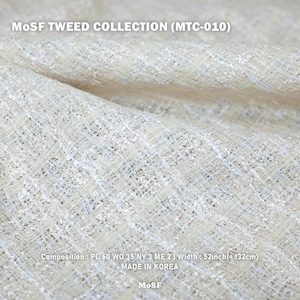 Elegant Ivory Tweed Fabric by the 1/2 Yard (MTC-010)